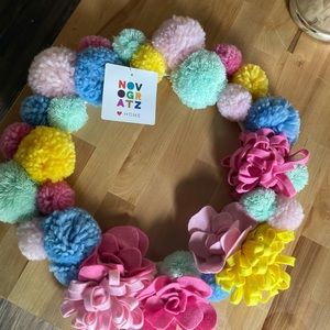 Pom Pom felt flower wreath